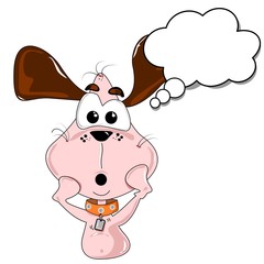 A cartoon dog looking shocked & worried with thought bubble