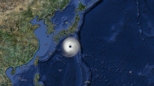 Typhon sur le Japon