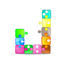 Letter J with colorful puzzle