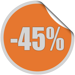 Sticker orange rund curl ober 45 PROZENT