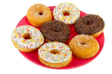 Birthday donuts with colorful glaze