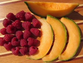 melon et framboises