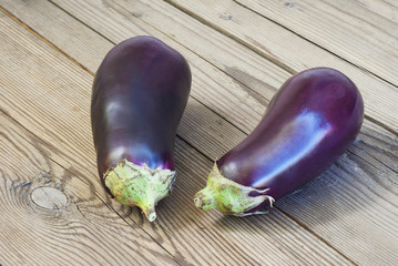 eggplants on table