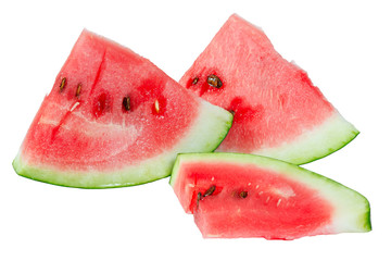 Slices of watermelon on a white background