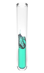 test tube with wavy turquoise fluid inside