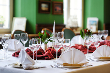 Table set for an event party or wedding reception
