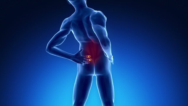 Pain in backbone concept  with highlighted ara