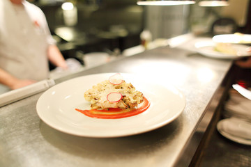 Gourmet cauliflower appetizer at a restaurant.