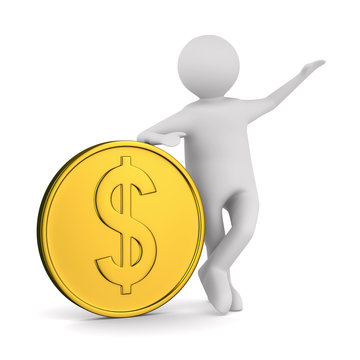 man with money on white background. Isolated 3D image