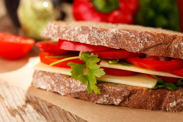 sandwich with cheese and vegetables