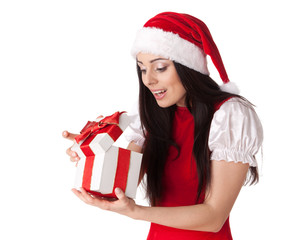 Christmas girl with gift.