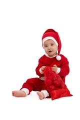 Portrait of cute kid in santa costume