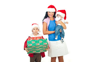 Mother with their sons at Christmas