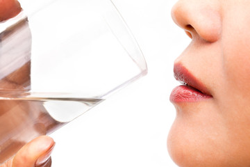 Drinking Water, Isolated in White Background