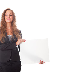 Business Woman Holding Blank Board