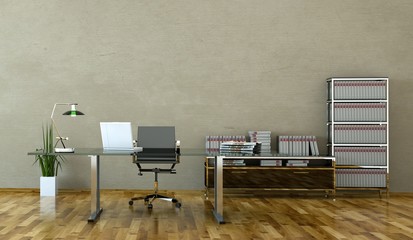 Bürodesign - Büro mit Schreibtisch braun - 35683958