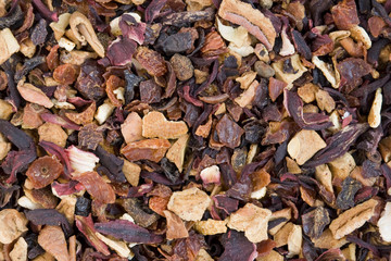 Dry Elite flower tea with slices of exotic fruit