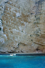 łódka na klifowym wybrzeżu, grecka wyspa Zakynthos