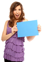 Mädchen mit Werbetafel