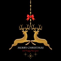 Gold Reindeer Pendant black background