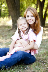 Mother and daughter at the park.