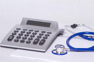 Stethoscope and calculator