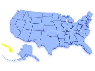 Fototapeta premium 3D map of United States - State California