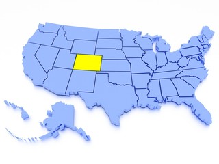 Fototapeta na wymiar 3D map of United States - State California