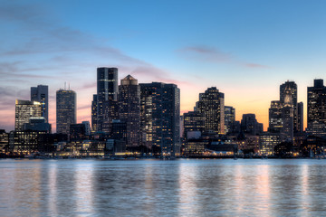 Fototapeta na wymiar Boston Skyline o zmierzchu