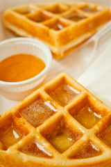 waffle with honey ready to eat