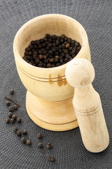 mortar and black pepper