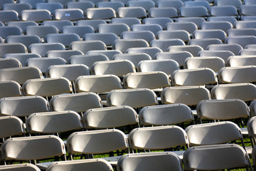 A sea of chairs waiting for an audience to sit down