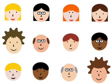 Cartoon faces - set of head icons