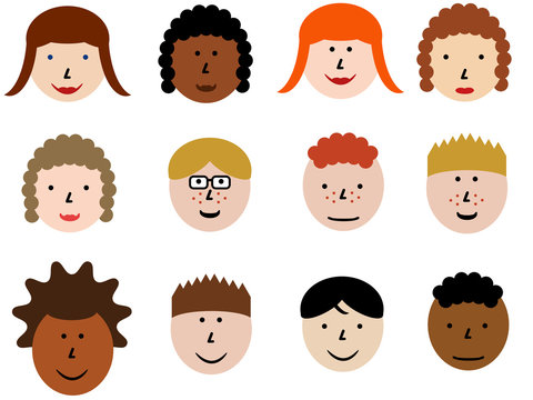 Face icon set - collection of cartoon heads