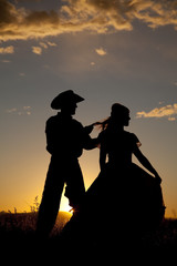 Cowboy couple silhouette hair