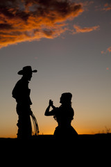 Cowboy couple silhouette please