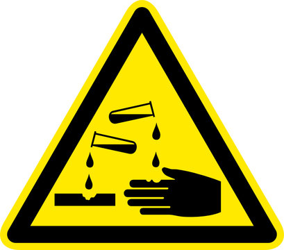 Warnschild Warnzeichen S&auml;uren &Auml;tzende Stoffe Symbol