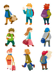 cartoon travel people icons set
