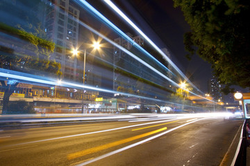 Fototapeta na wymiar Traffic in Hong Kong at night
