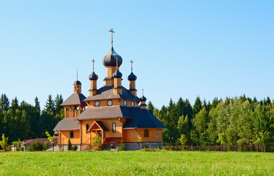 Wooden orthodox church in Belorussian village