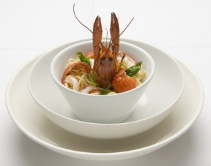Crayfish in noodles