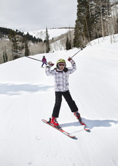Young Girl Having Fun on the Ski Slopes