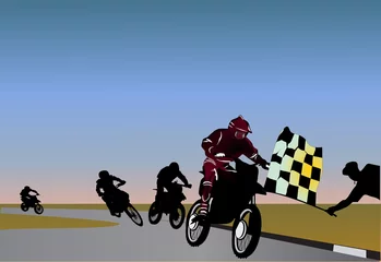 Crédence de cuisine en verre imprimé Moto illustration de la compétition de motards