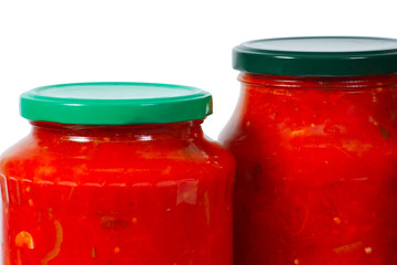 Home canned vegetables in glass jars