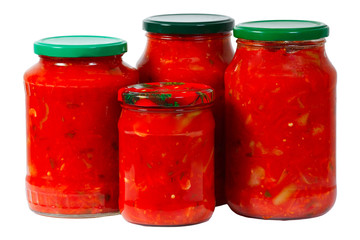 Home canned vegetables in glass jars
