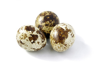 Quail eggs on white