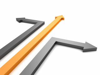 orange and gray arrows to different directions