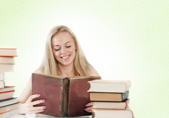 girl reading an old book