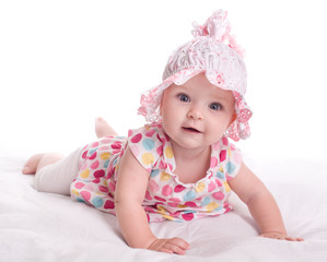 Portrait of a baby girl  on a white background