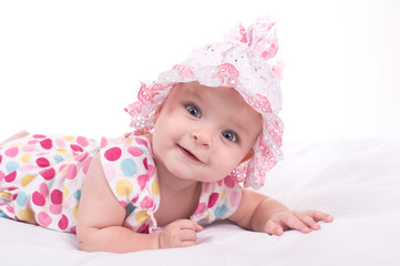 Portrait of a baby girl  on a white background